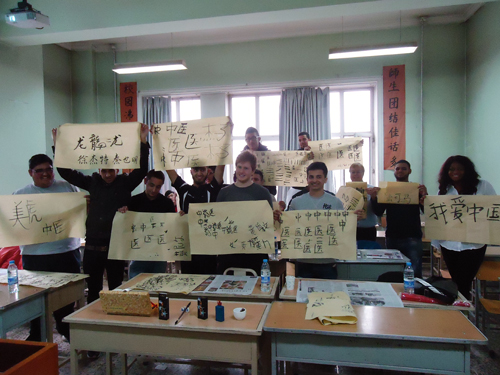英国中学生在bbin下载学习中国书法
